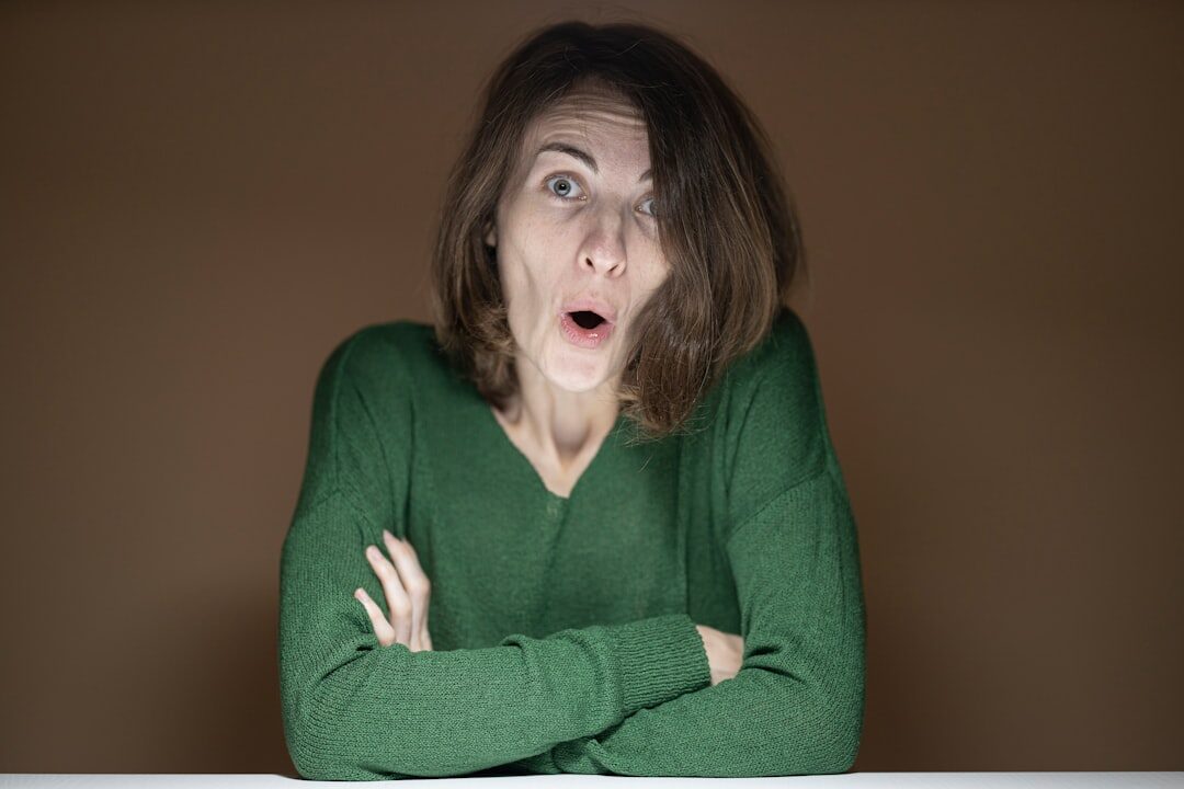 shocked woman in interview